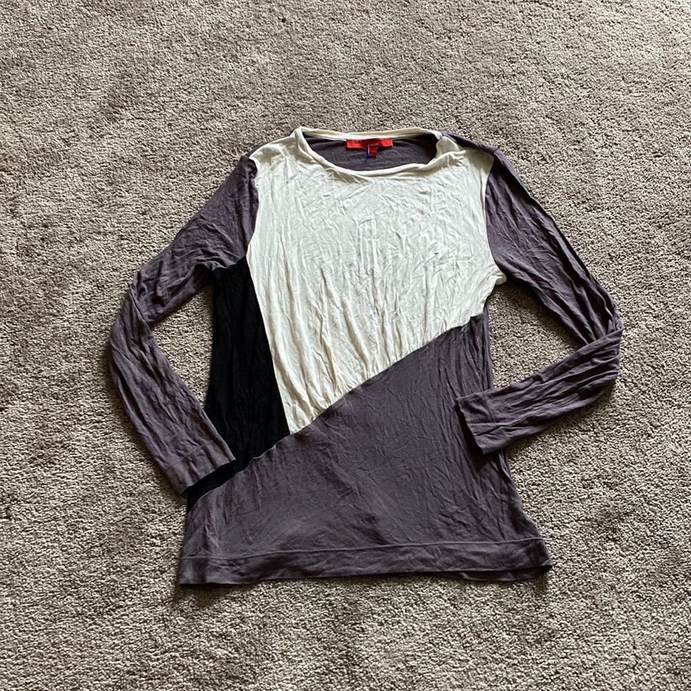 Narciso Rodriguez Colorblock Long Sleeve Top Designer Minimalist SIZE M